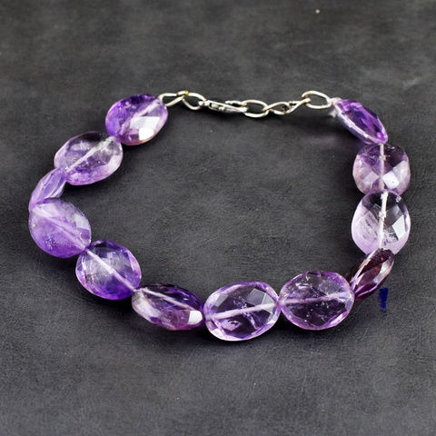Genuine 93.00 Cts Amethyst Faceted Beads Bracelet 57-H245