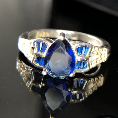 PRESTIGIOUS SAPPHIRE CZ 14.45 ct BLUE COLOR RING WITH CZ IN 925 SILVER