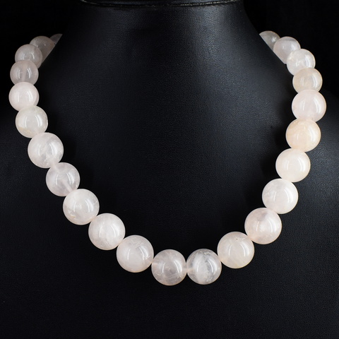 Genuine 737.00 Cts Rose Quartz Beads Necklace 39-H245