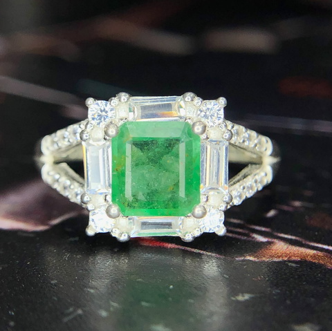 12.90 CT Naturl Swat Emerald ’ Ring 925 Sterling Silve With Amazing Design