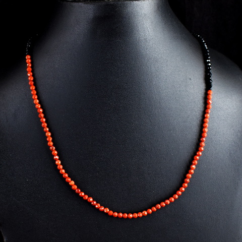 Genuine Lapis Lazuli & Red Jasper Faceted Beads Necklace 45-H245