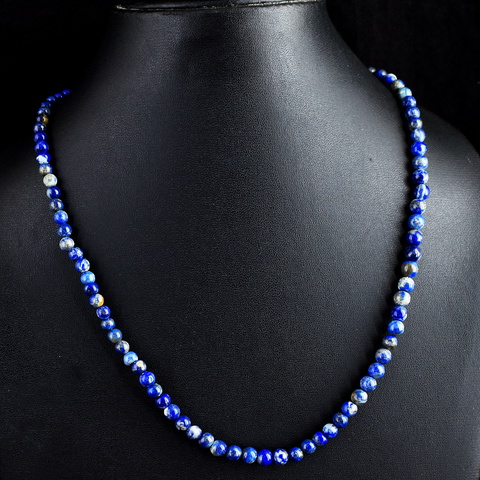 Genuine 121.00 Cts Lapis Lazuli Beads Necklace 51-H245