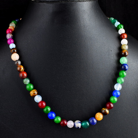 Genuine 221.00 Cts Multi-Stone Beads Necklace 43-H245