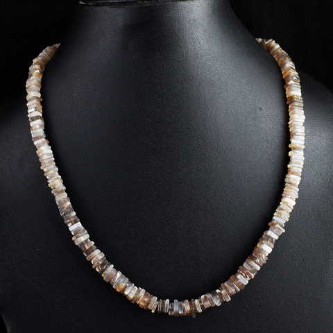 Genuine 209.00 Cts Multicolor Moonstone Heishi Beads Necklace 50-H245