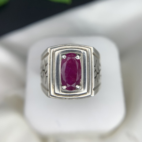 Attractive Natural Ruby in Handmade Silver Ring