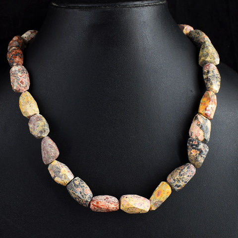 Genuine 358.00 Cts Snake Skin Jasper Beads Necklace 48-H245