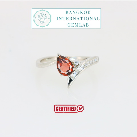 BIGL Certified 925 Sterling Silver Ring With Natural Garnet Tanzania Mine