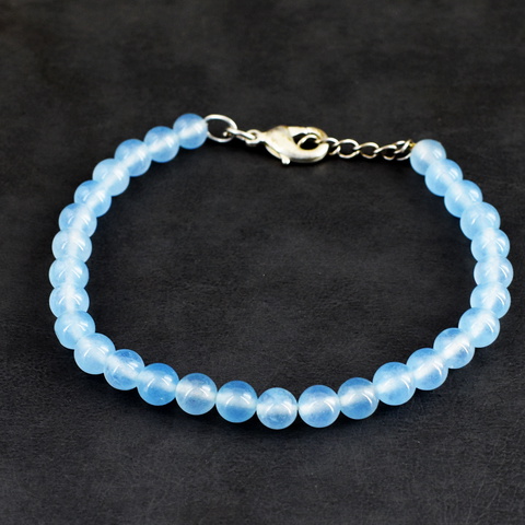 Genuine 57.00 Cts Chalcedony Beads Bracelet 21-H246