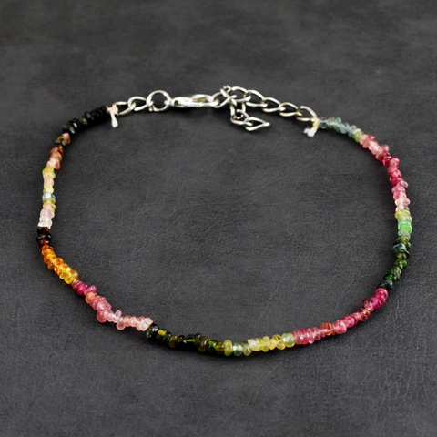Genuine 14.00 Cts Watermelon Tourmaline Beads Bracelet 24-H246