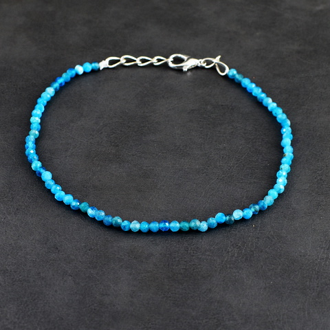 Genuine 14.00 Cts Apatite Faceted Beads Bracelet 26-H246