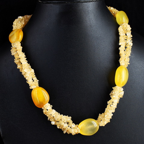 Genuine 407.00 Cts Agate & Aventurine Beads Necklace 17-H246