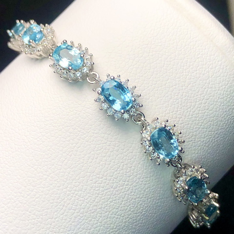 Natural Electric Blue Color 46.95 Carat Zircon Bracelet From Cambodia