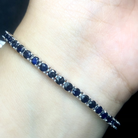 Natural Royal Blue Round Sapphire Bracelet 42.64 Carat from Ceylon