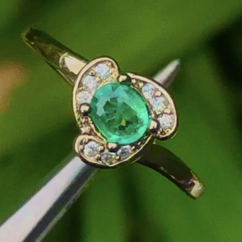 High Quality Natural Emerald Ring With 925 Sterling Silver