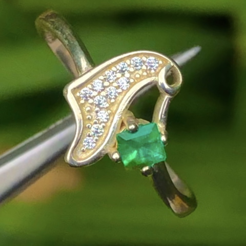 High Quality Natural Emerald Ring With 925 Sterling Silver