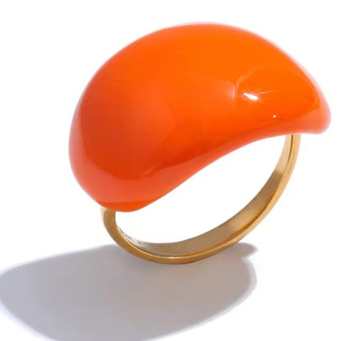 Bold Modern Orange Dome Ring – Statement Artisan Jewelry