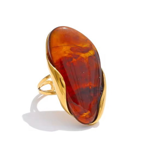 Abstract Amber Resin Statement Ring – Artistic Modern Jewelry