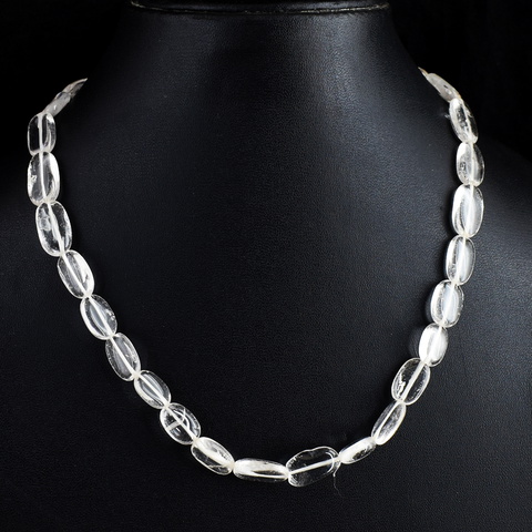 Genuine 173.00 Cts White Quartz Beads Necklace 8-H247