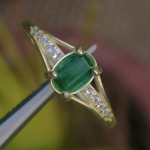 High Quality Natural Emerald Ring With 925 Sterling Silver