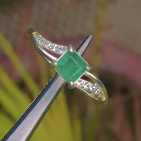 High Quality Natural Emerald Ring With 925 Sterling Silver
