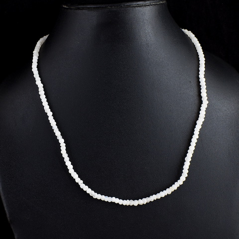 Genuine 61.00 Cts Blue Flash Moonstone Faceted Beads Necklace 24-H247