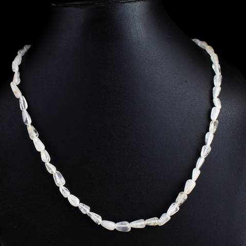 Genuine 103.00 Cts White Quartz Beads Necklace 25-H247