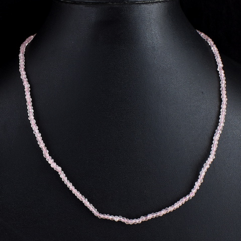 Genuine 42.00 Cts Rose Quartz Faceted Beads Necklace 26-H247