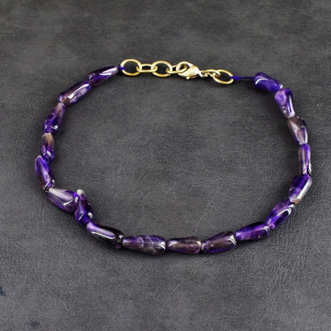 Genuine 35.00 Cts Amethyst Beads Bracelet 29-H247