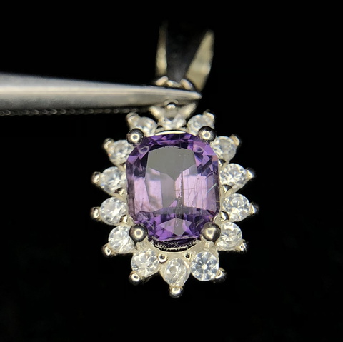 PRESTIGIOUS 5.05 CT LAVENDER QUARTZ PENDENT WITH CZ IN 925 SILVER