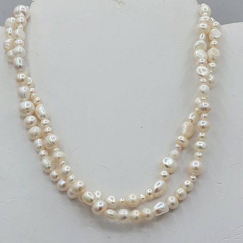34 INCH WHITE BAROQUE PEARL NECKLACE CULTURED FRESHWATER PEARLS
