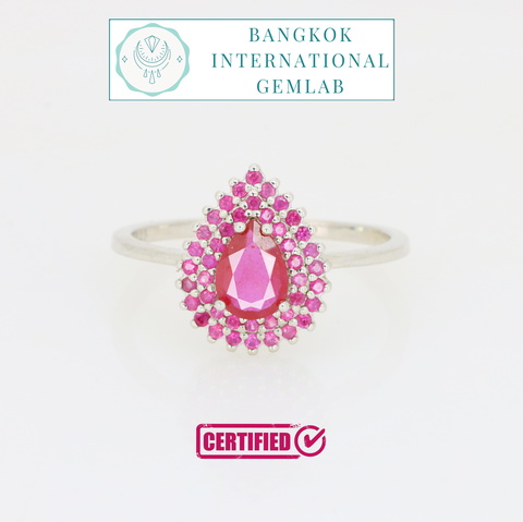 BIGL Certified 925 Sterling Silver Ring With Vivid Red Ruby & Sapphire
