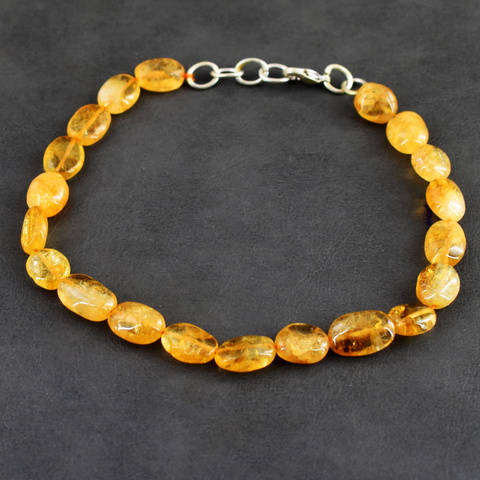 Genuine 55.00 Cts Citrine Beads Bracelet 33-H247