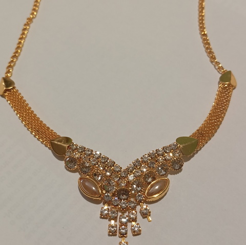 beautiful gold plated and zirconia necklace