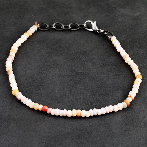 Genuine 19.00 Cts Pink Australian Opal Faceted Beads Bracelet 45-H247