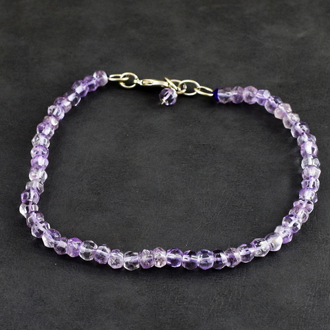 Genuine 46.00 Cts Amethyst Faceted Beads Bracelet 49-H247