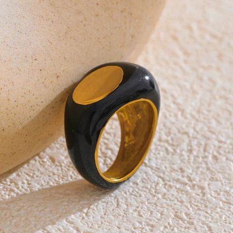 Midnight Gloss Enamel Dome Ring