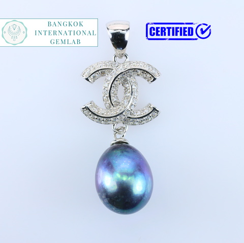 BIGL CERTIFIED 925 STERLING SILVER NATURAL FRESHWATER PEARL PENDANT