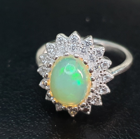 19.00 CTS Natural NICE MULTI FIRE OPAL 925 Silver Ladies Ring EX51