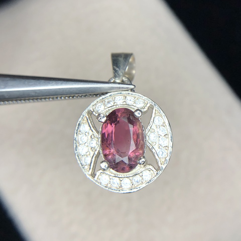 PRESTIGIOUS 8.40 CT HOT PINK TOURMALINE PENDENT WITH CZ IN 925 SILVER