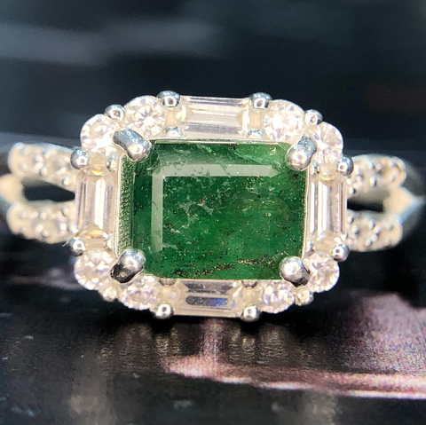 13.50 CT Naturl Emerald ’ Ring 925 Sterling Silve With Amazing Design