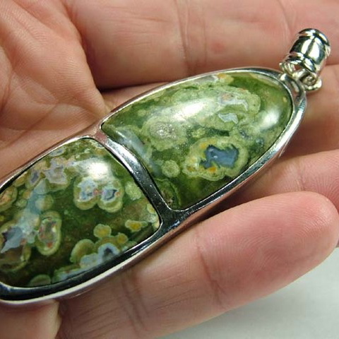LARGE IMPRESSIVE OCEAN JASPER PENDANT  214 CTS [GT4 47]