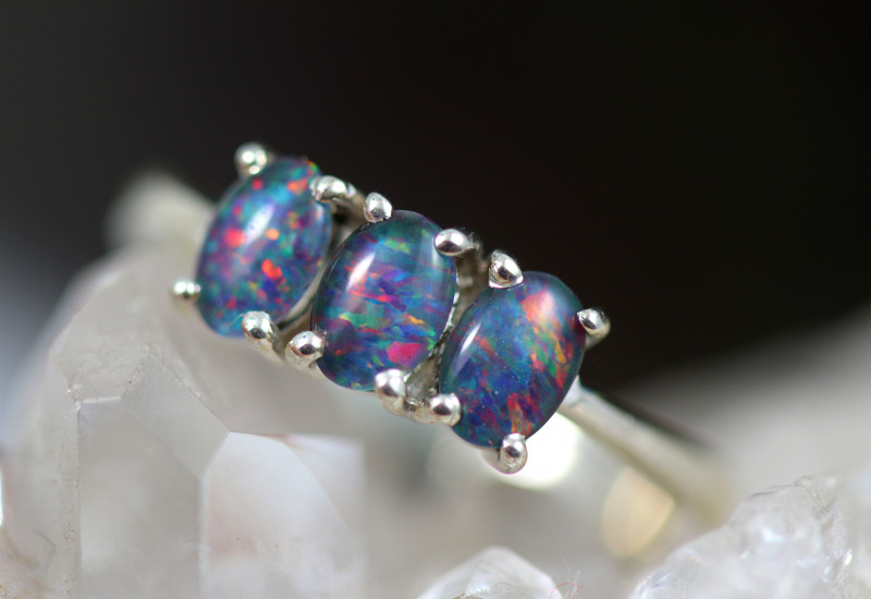 Triplet Opal Rings