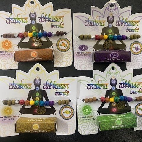 FOUR Chakra Tree Of Life Natural Lava Stone Diffuser Bracelets