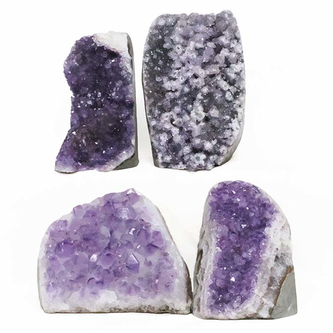 2.63kg Amethyst Polished Crystal Geode Specimen Set 4 Pieces DR554