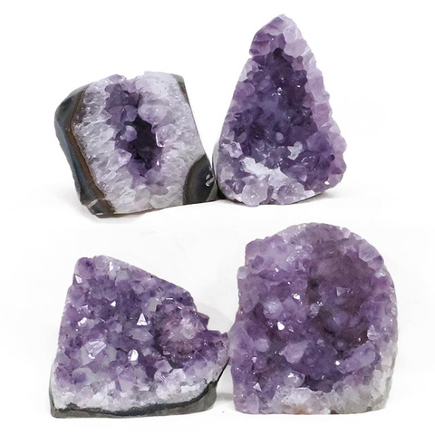 2.41kg Amethyst Polished Crystal Geode Specimen Set 4 Pieces DR557