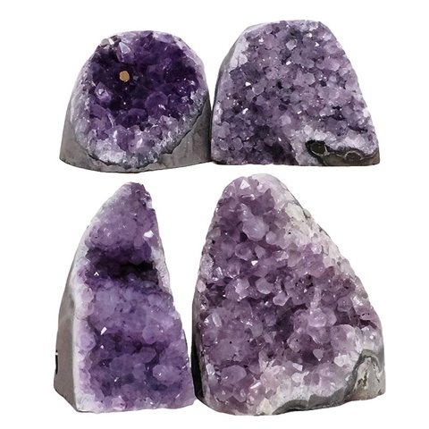 2.34kg Amethyst Polished Crystal Geode Specimen Set 4 Pieces DR558