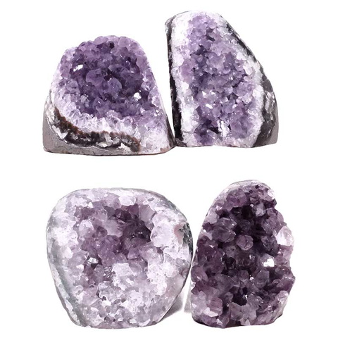 2.42kg Amethyst Polished Crystal Geode Specimen Set 4 Pieces DR559