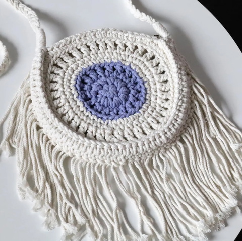 Stylish Handmade Macrame Tassel Crossbody Bag