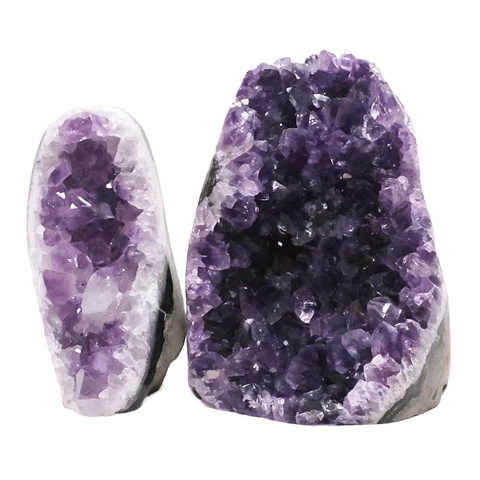 1.98kg Amethyst Polished Crystal Geode Specimen Set 2 Pieces DV303