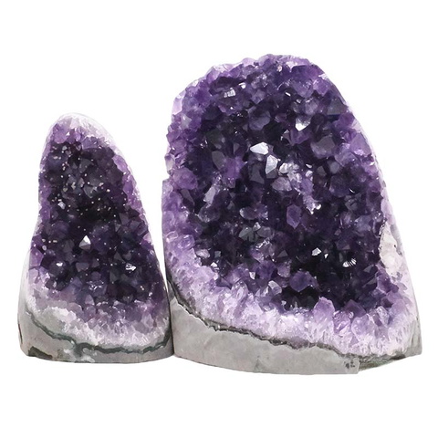1.98kg Amethyst Polished Crystal Geode Specimen Set 2 Pieces DV310